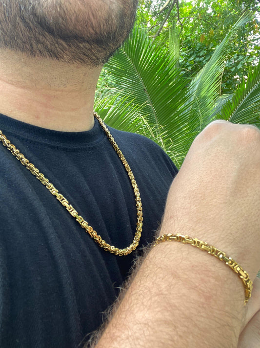 Cadena Masculina Estilo Rústica + Pulsera Rústica de Lujo ¡Gratis! | Combo Rústica